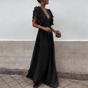Long ruffled, gown